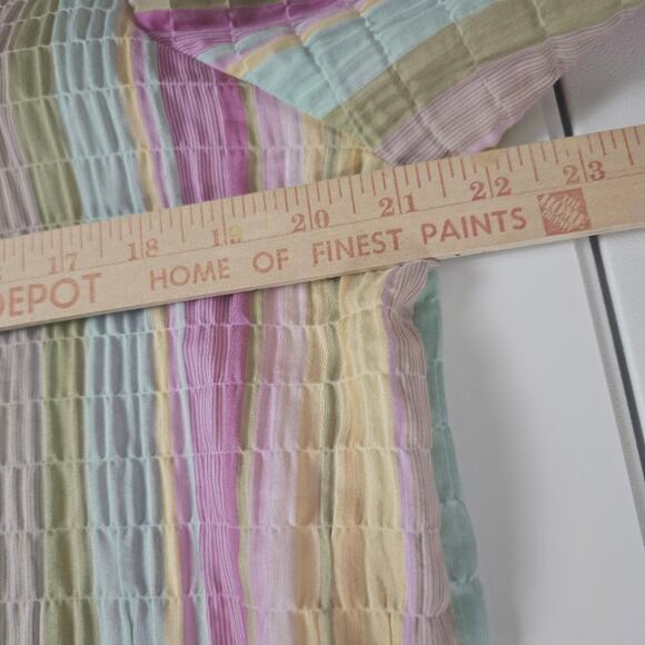 JG Collection Women Pastel Stripe Semi Sheer Button Down Blouse Retro Causal PL - Picture 4 of 12
